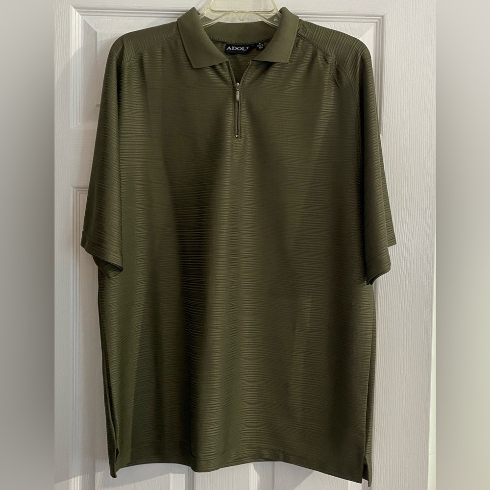Adolfo men’s olive green pullover S/S polo shirt, Size L